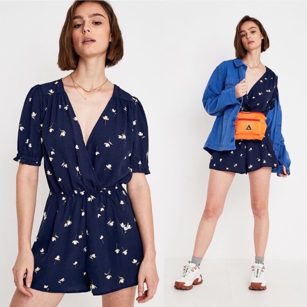Urban Outfitters Navy Floral Romper